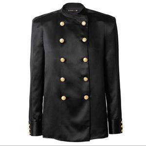 Authentic Balmain x H&M Black Military Silk Blouse/Jacket